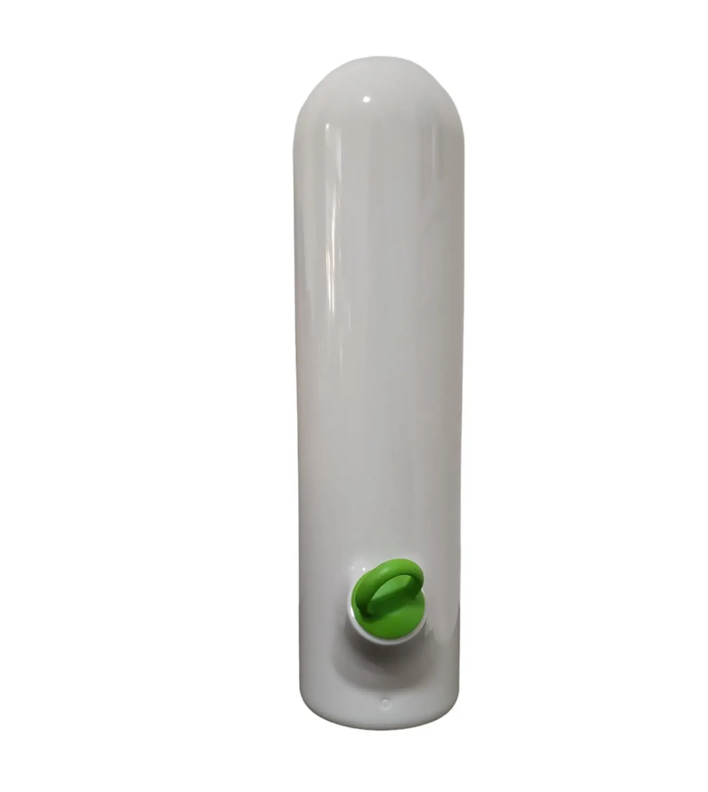 Conservador de verduras blanco diseño botella con dispensador verde, ideal para mantener alimentos frescos.