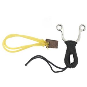 Set x2 cauchera acero con caucho látex amarillo y empuñadura negra, ideal para puntería.