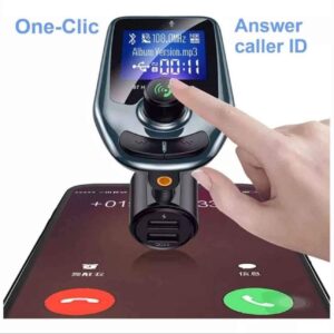 Transmisor Bluetooth para auto con pantalla, manos libres y cargador dual QC3.0.