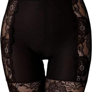 Panty control abdomen tiro alto negro con encaje en piernas, moldea y evita rozaduras.
