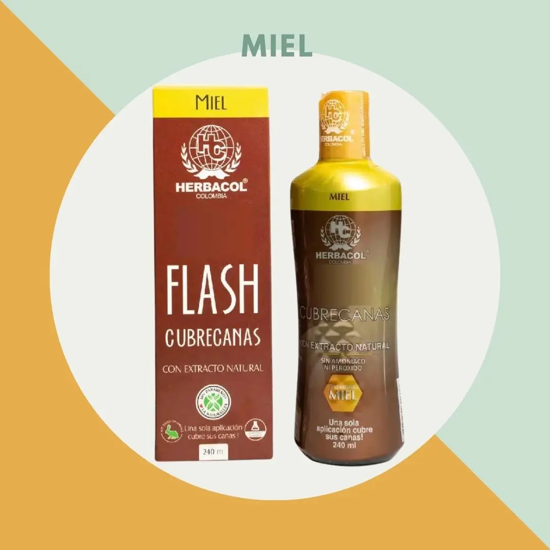 Herbacol Flash Cubre Canas Miel, loción capilar para cubrir canas, dos presentaciones.