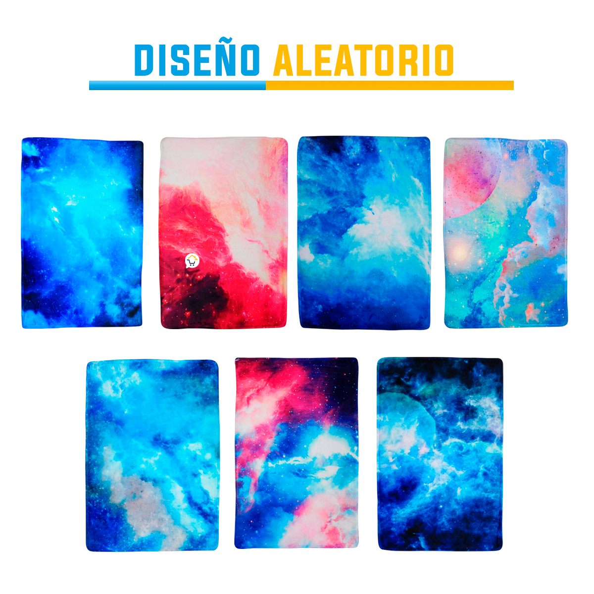Set x2 tapetes de entrada con diseño de galaxia en tonos azules y rosados, base antideslizante.