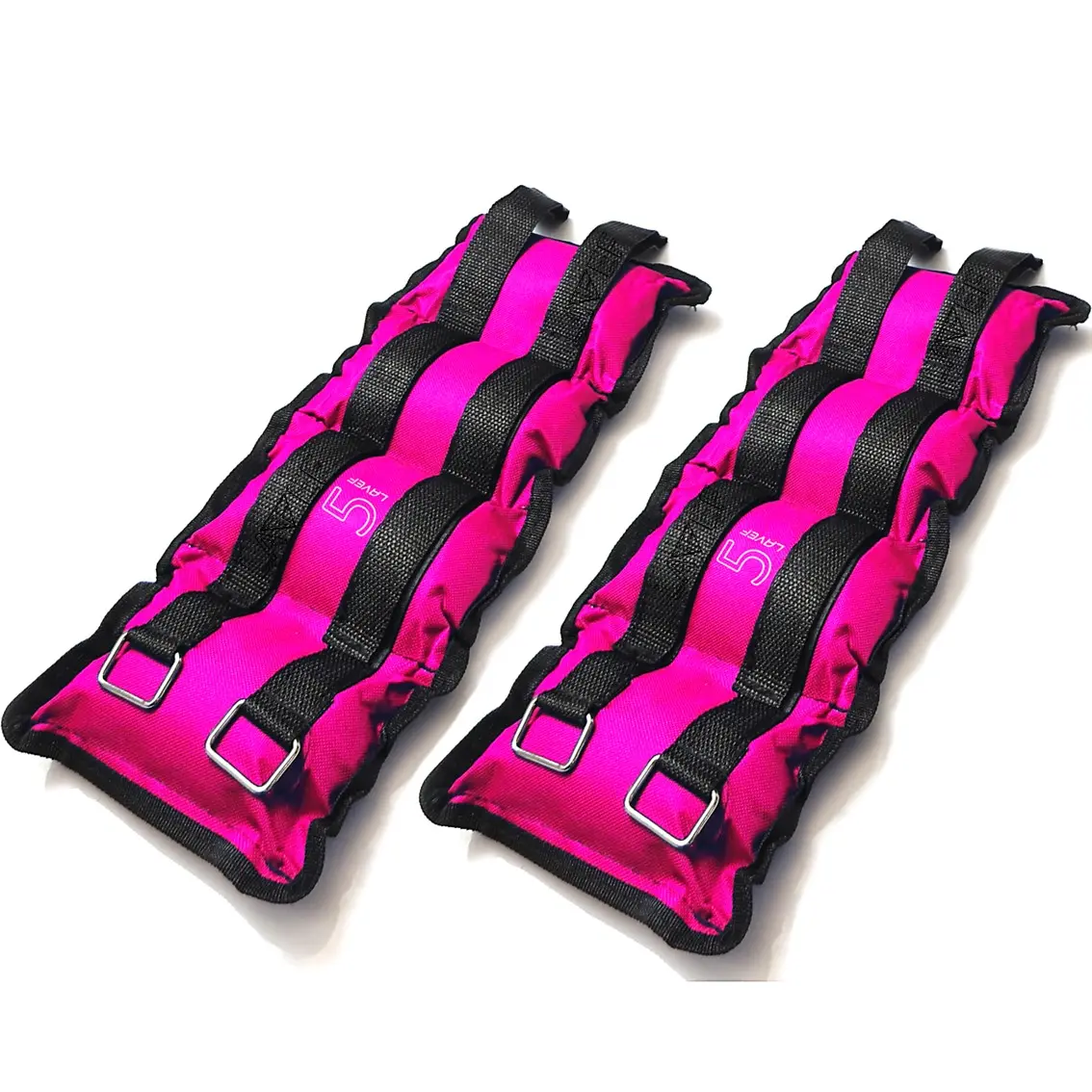 Pesas tobilleras rosas con correas negras, 5K.