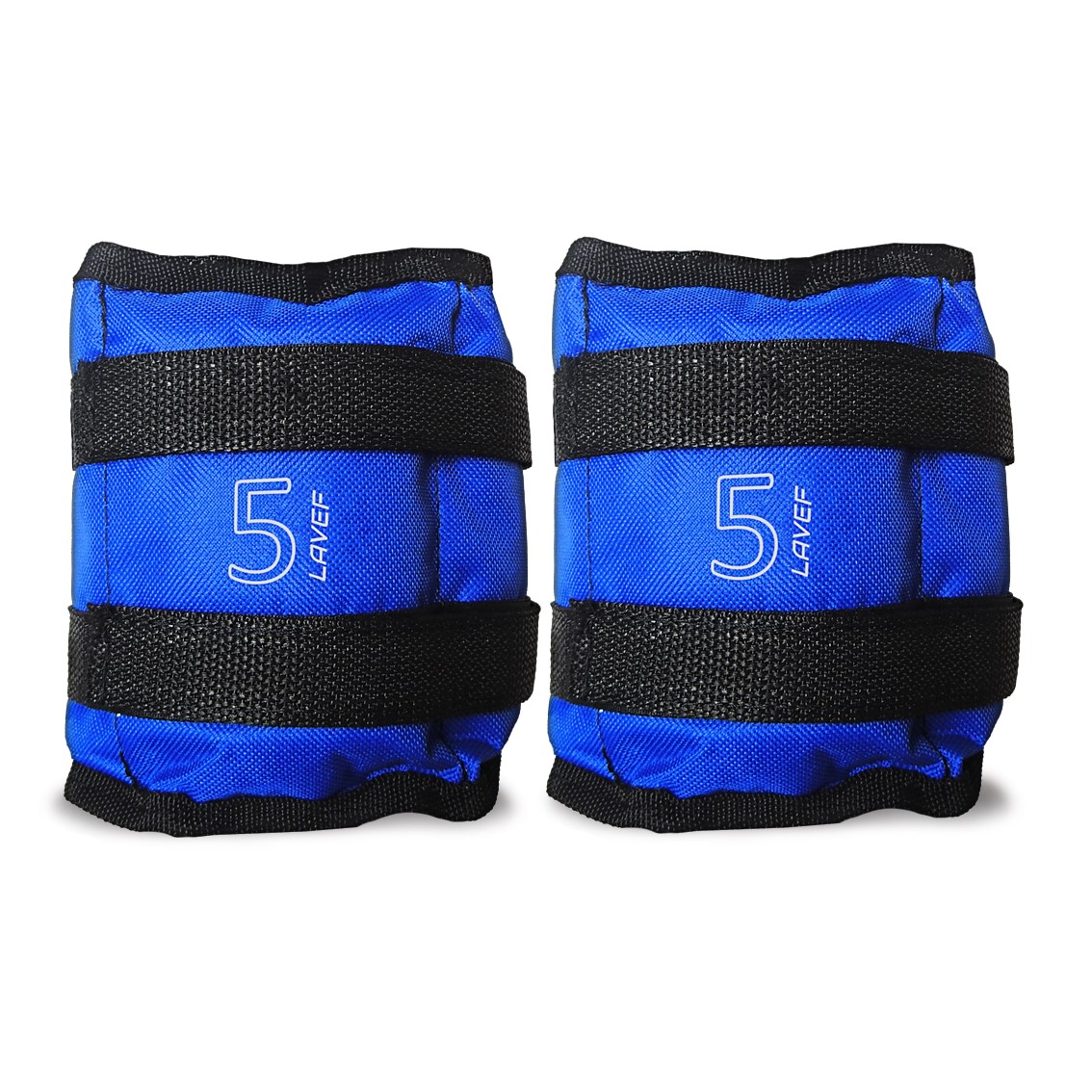 Tobilleras de peso 5 libras, azules con correas negras, para ejercicio.