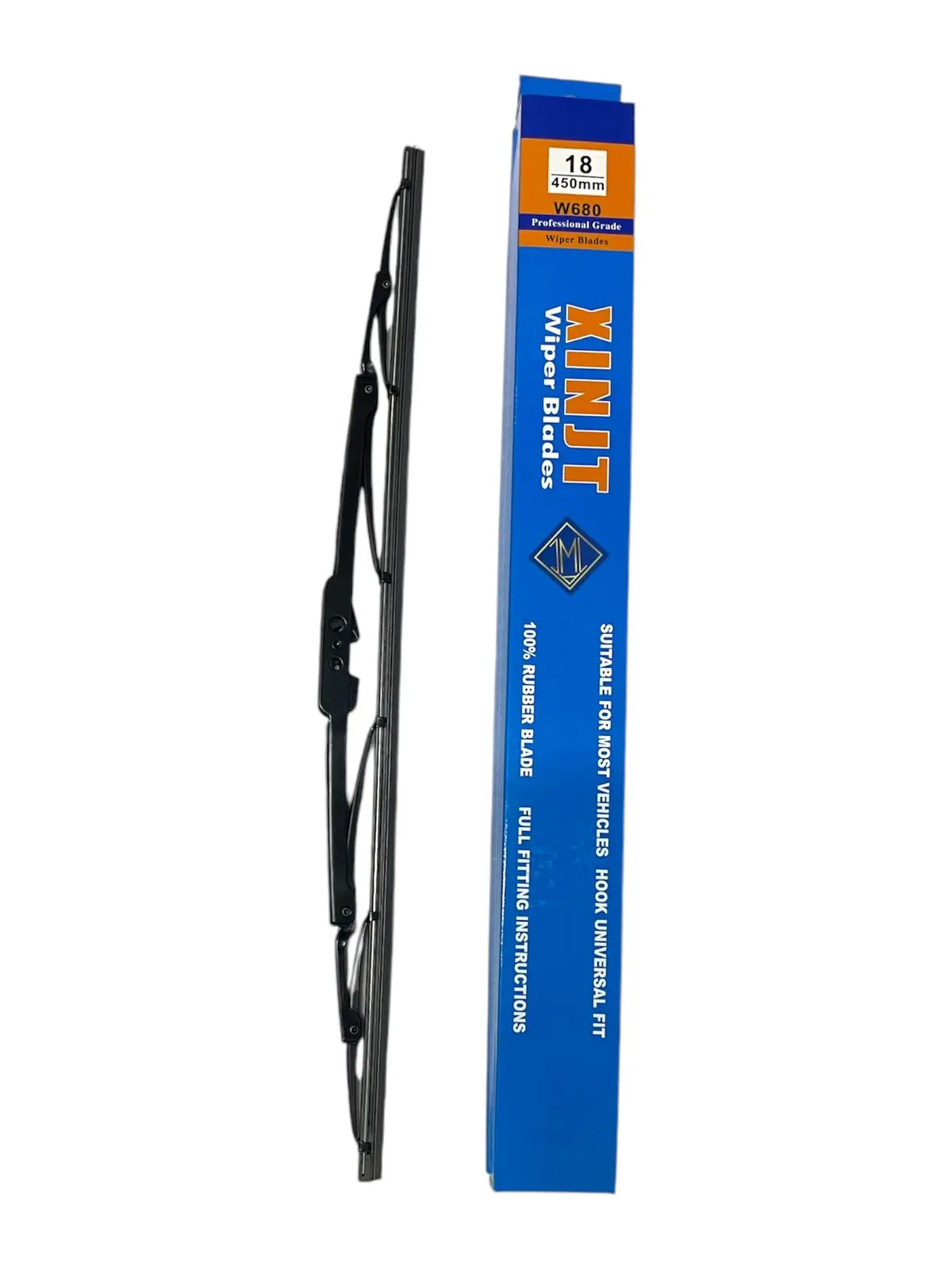 Plumilla limpiaparabrisas Xinjit 18" 450mm, goma profesional, para vehículos con gancho universal.