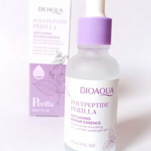 Serum BIOAQUA Perilla Polypeptidos anti-edad en botella de vidrio esmerilado de 30ml con caja.