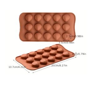 Moldes de silicona color marrón para 15 chocolates con forma de concha marina, 21x10.7cm.