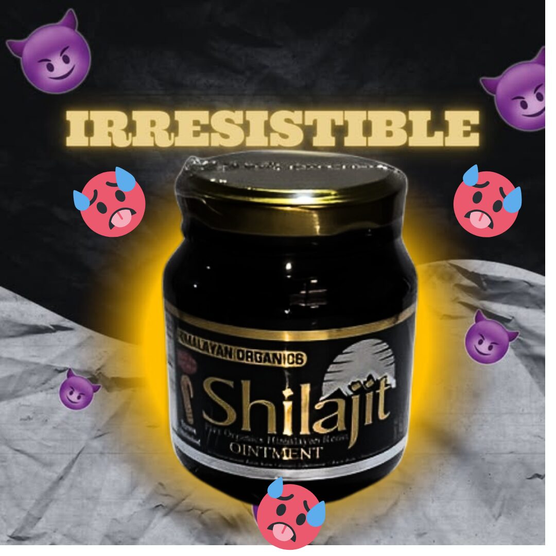 Tarro de resina Shilajit 130g de Himalaya, color negro, con etiqueta dorada, ideal para energía y vitalidad.