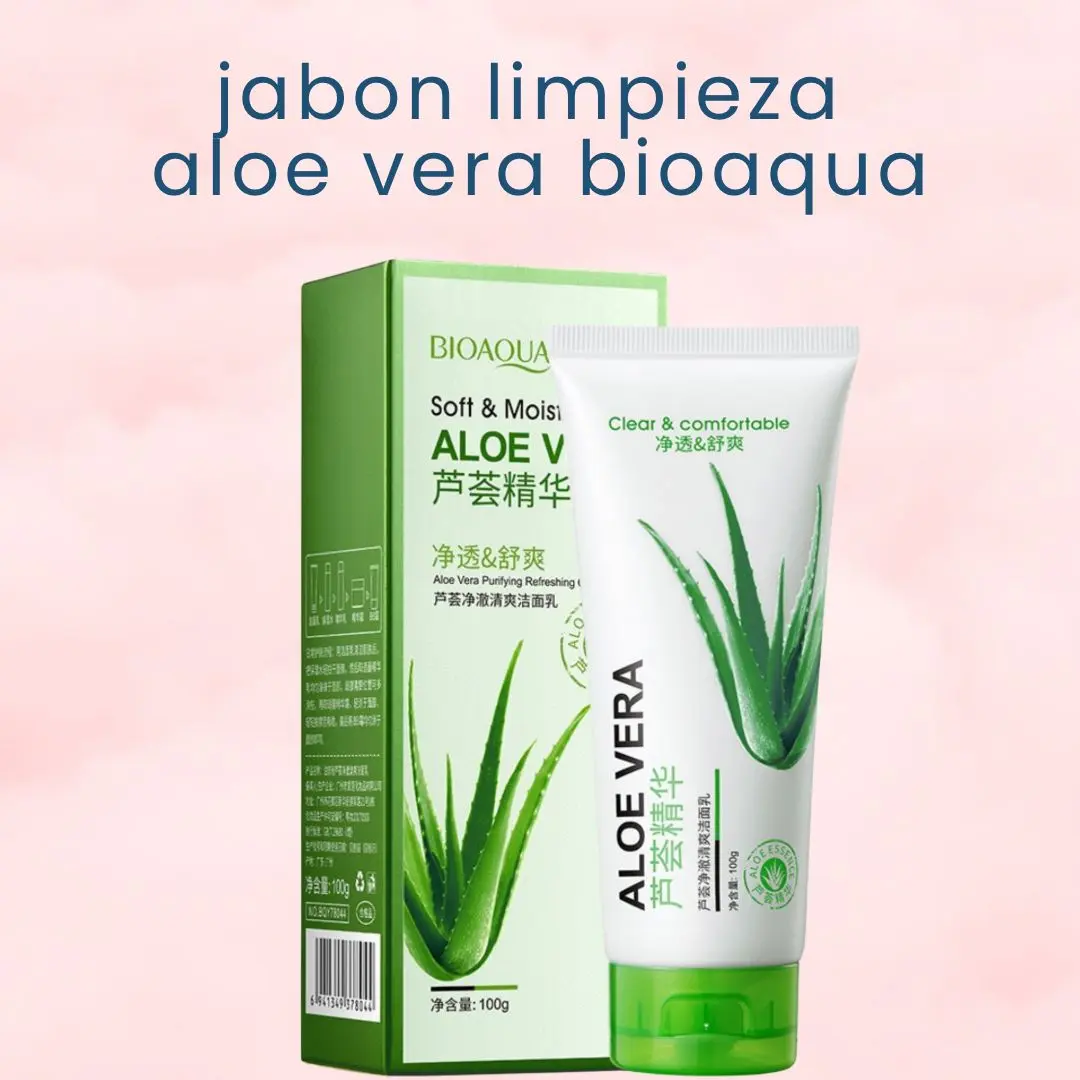 Crema limpiadora facial Aloe Vera Bioaqua 100g en empaque verde.