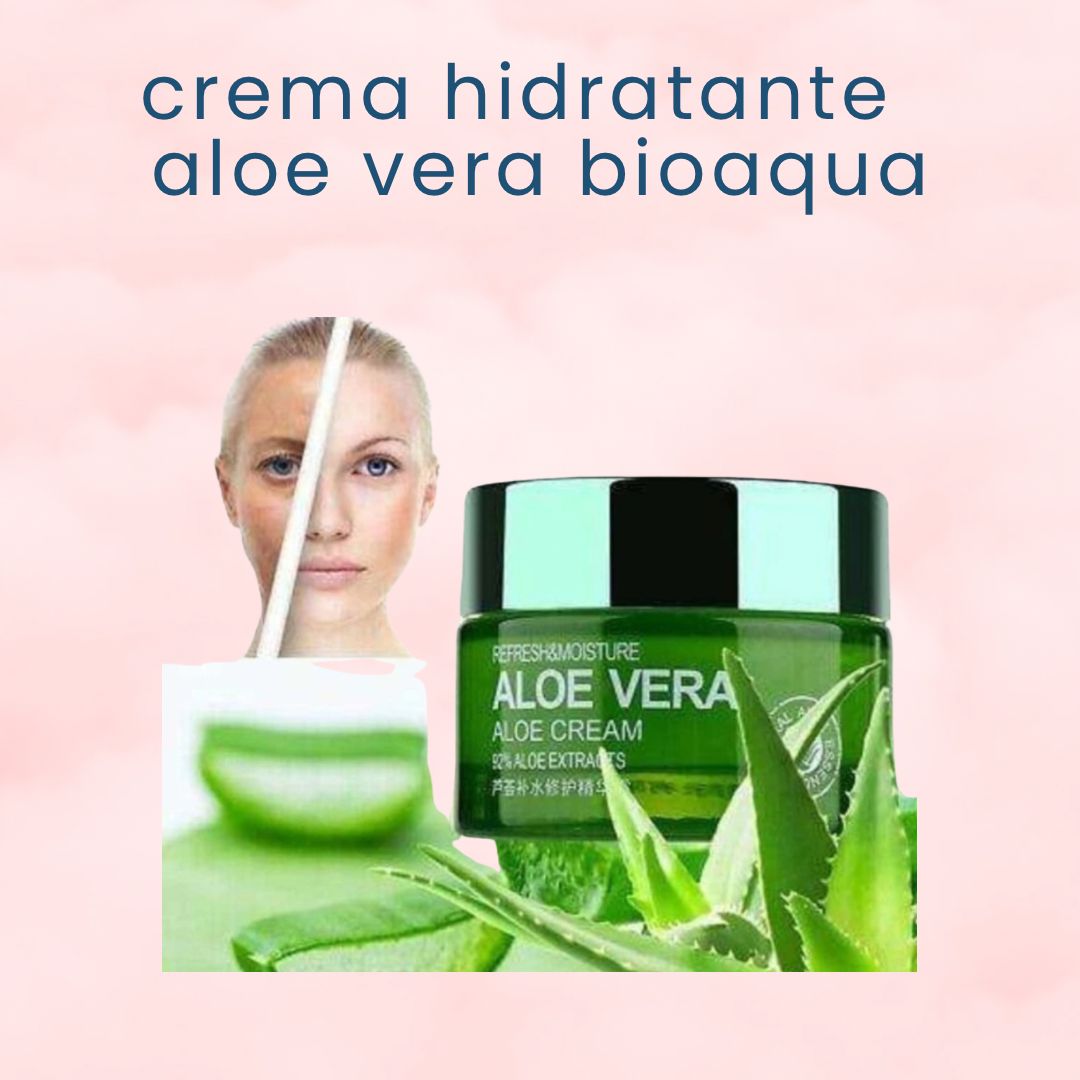 Crema hidratante Aloe Vera Bioaqua con extractos de aloe, ideal para refrescar y humectar la piel.