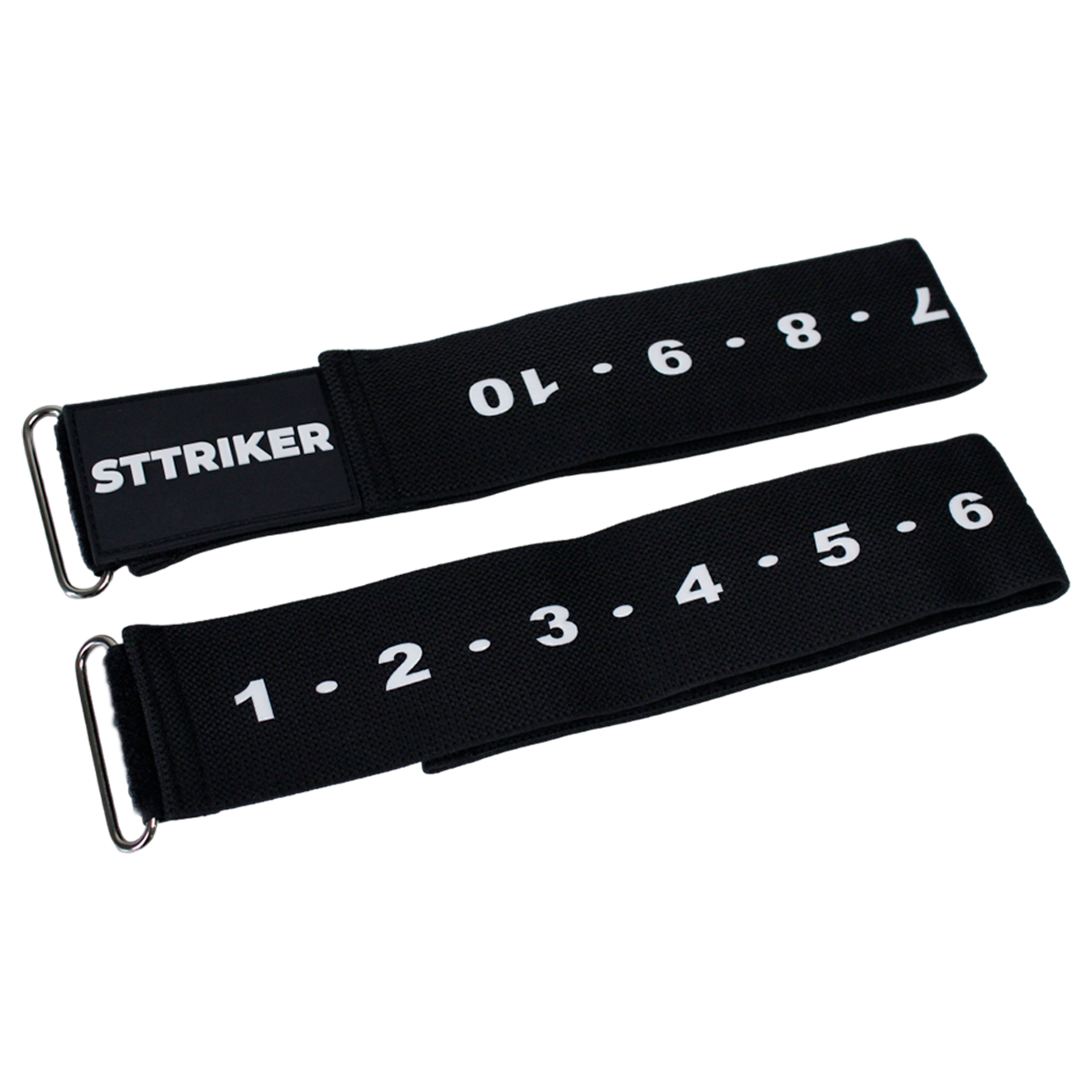 Bandas de oclusión STTRIKER negras con números 1-6 y 7-10, para entrenamiento muscular.