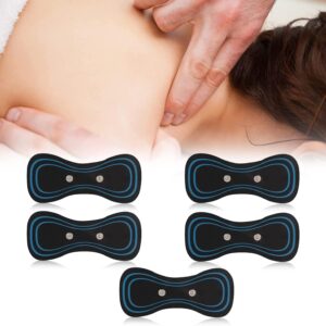 Parches electrodos Kinoki negros con líneas azules para masajear cuello y hombros.