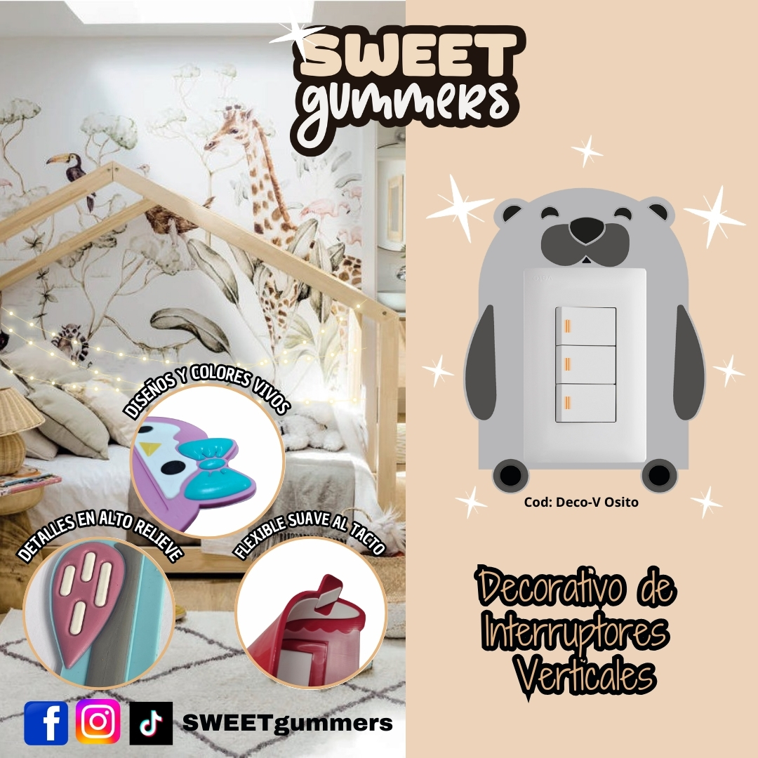 Decorativo PVC Diseño Osito para Interruptores - Personaliza tus paredes con ternura y estilo - Imagen 5