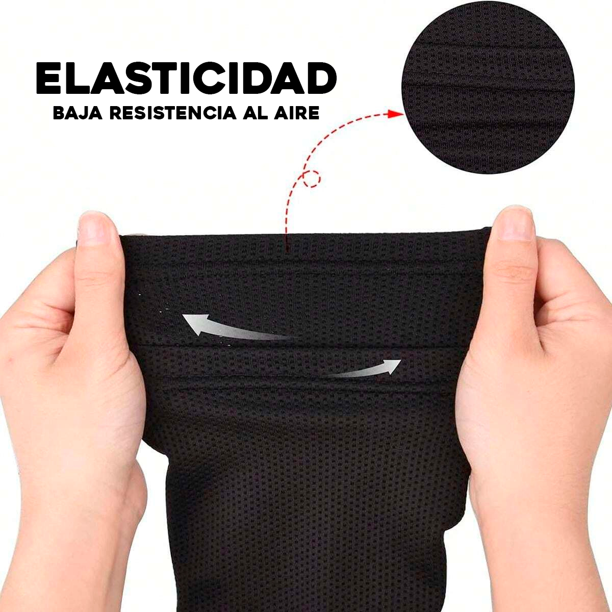 Media de fútbol negra elástica para porta canillera, 25cm, baja resistencia al aire.