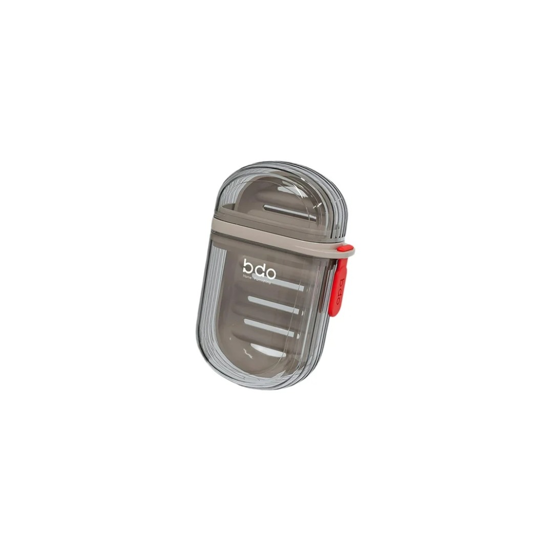 Set x2 portajabón transparente con tapa y clip rojo, marca bdo.