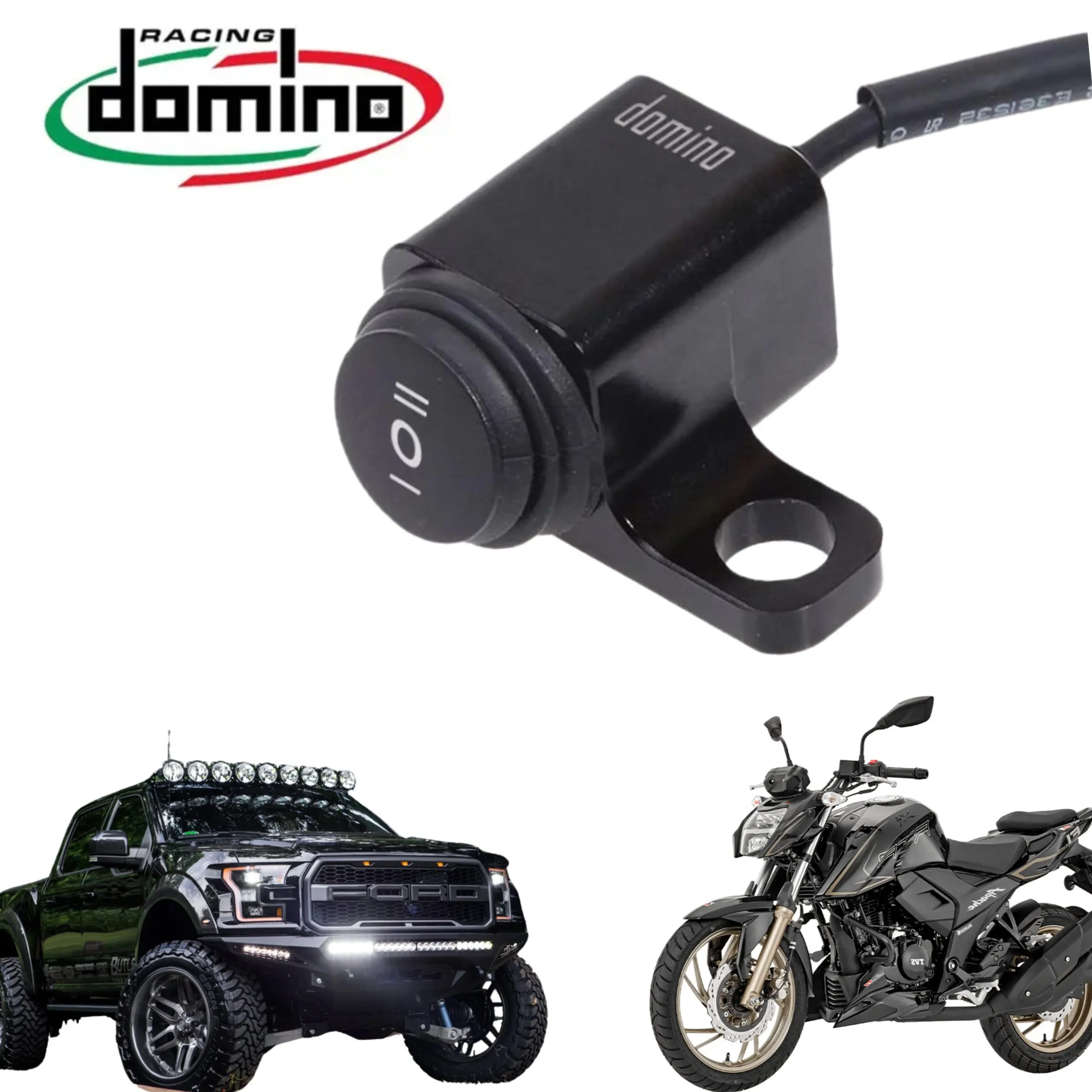 Mando interruptor Domino exploradora LED negro para moto.