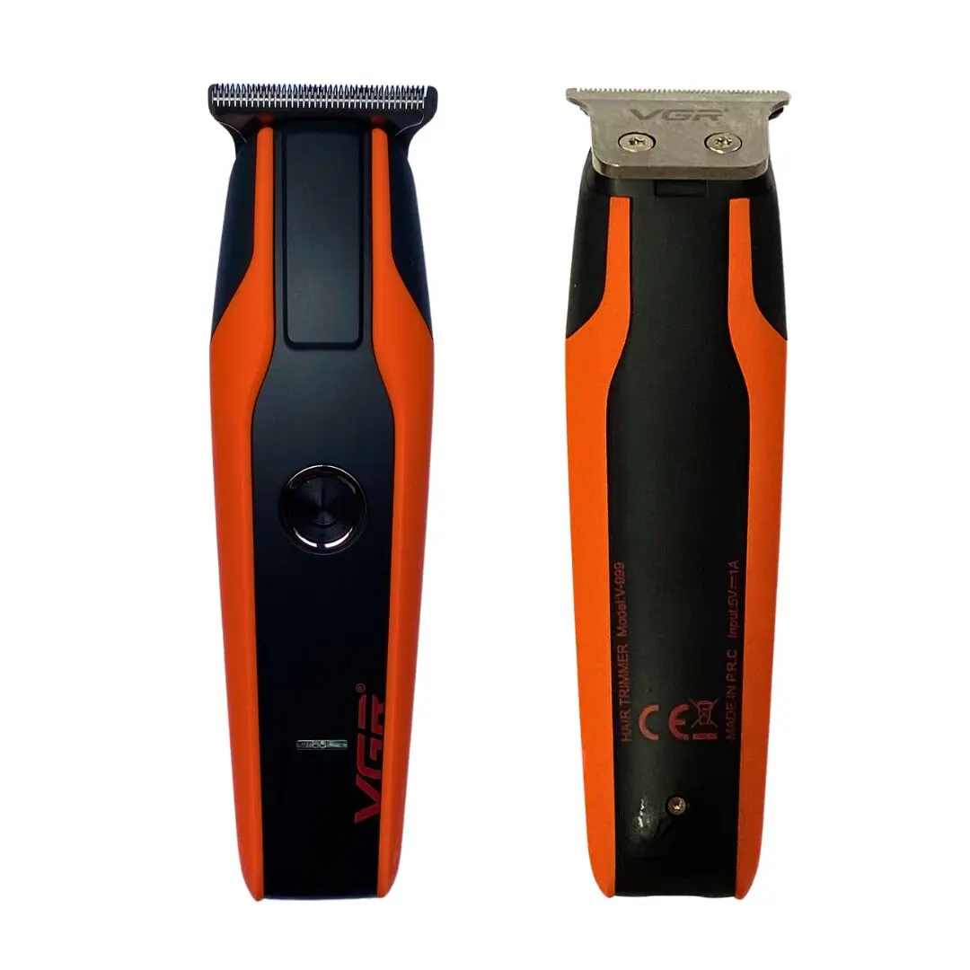 Recortadora VGR V-999 profesional naranja y negra, cuchillas de acero inoxidable.