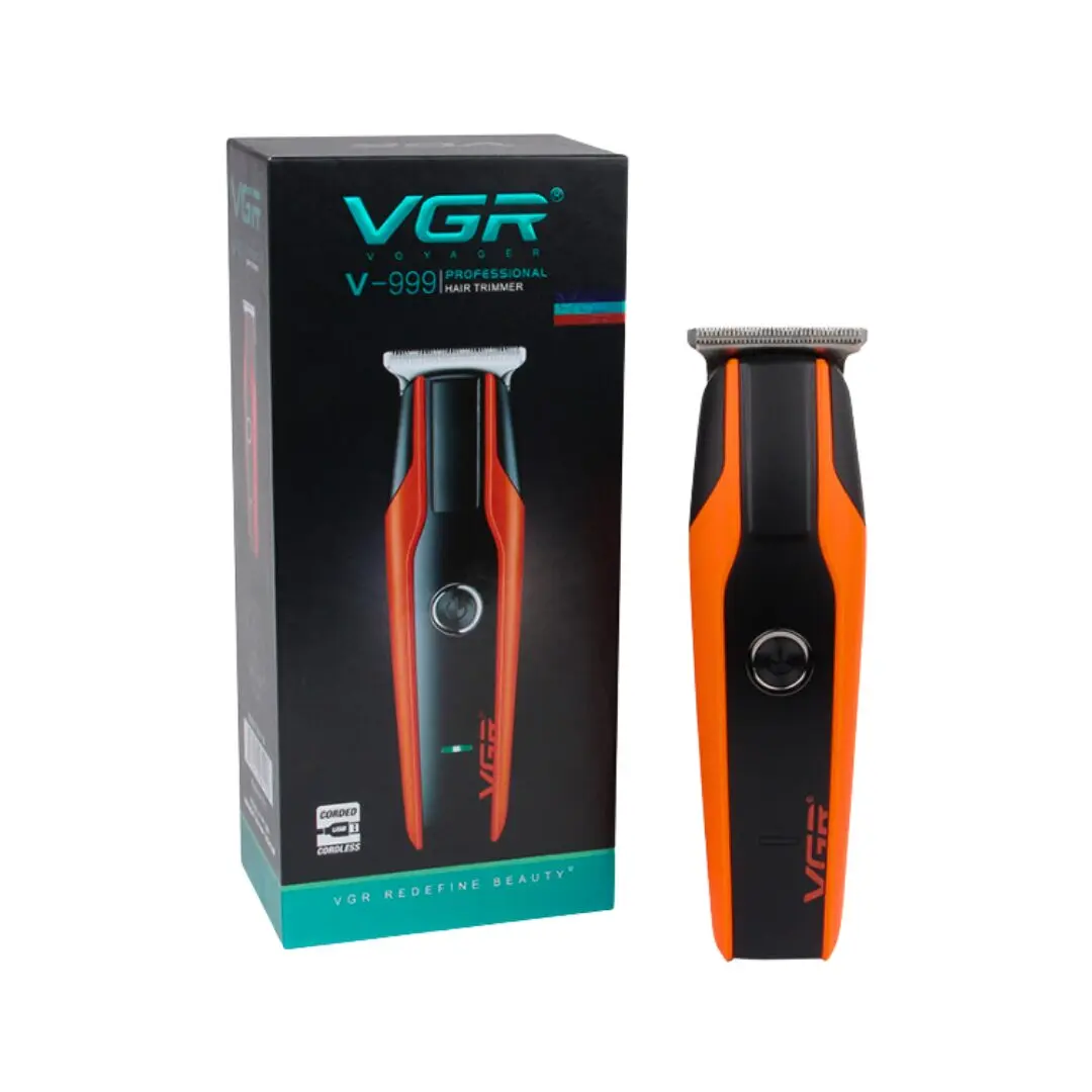 Recortadora profesional VGR V-999 naranja y negra, para cortes precisos.