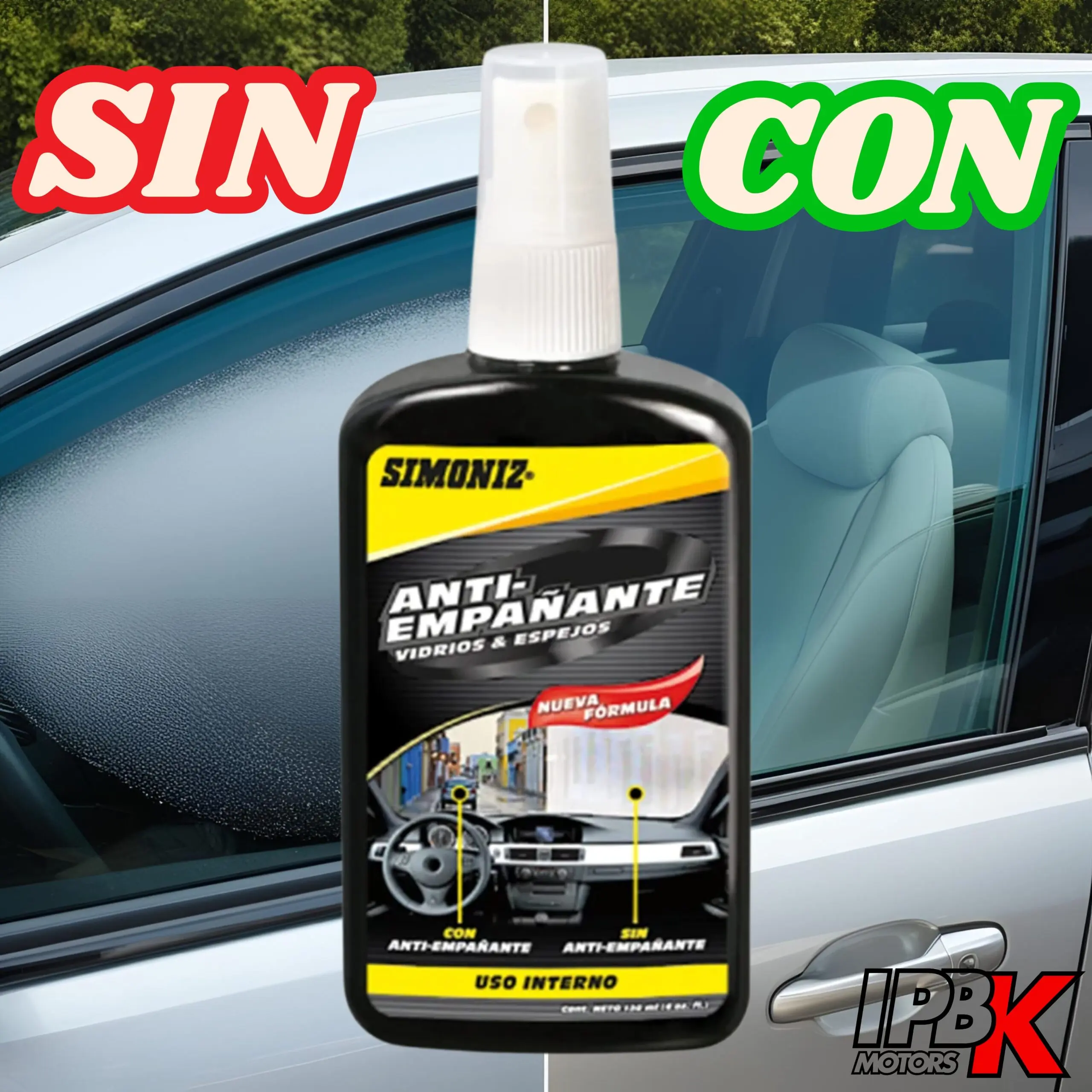 Spray antiempañante Simoniz para autos, con nueva fórmula, mantiene vidrios y espejos limpios.