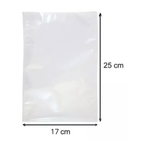 Bolsa empacadora al vacío transparente de 17x25 cm.