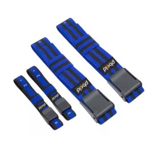 Kit 4 bandas de oclusión Pbold azul y negro con hebillas negras, para entrenamiento de fuerza y crecimiento muscular.