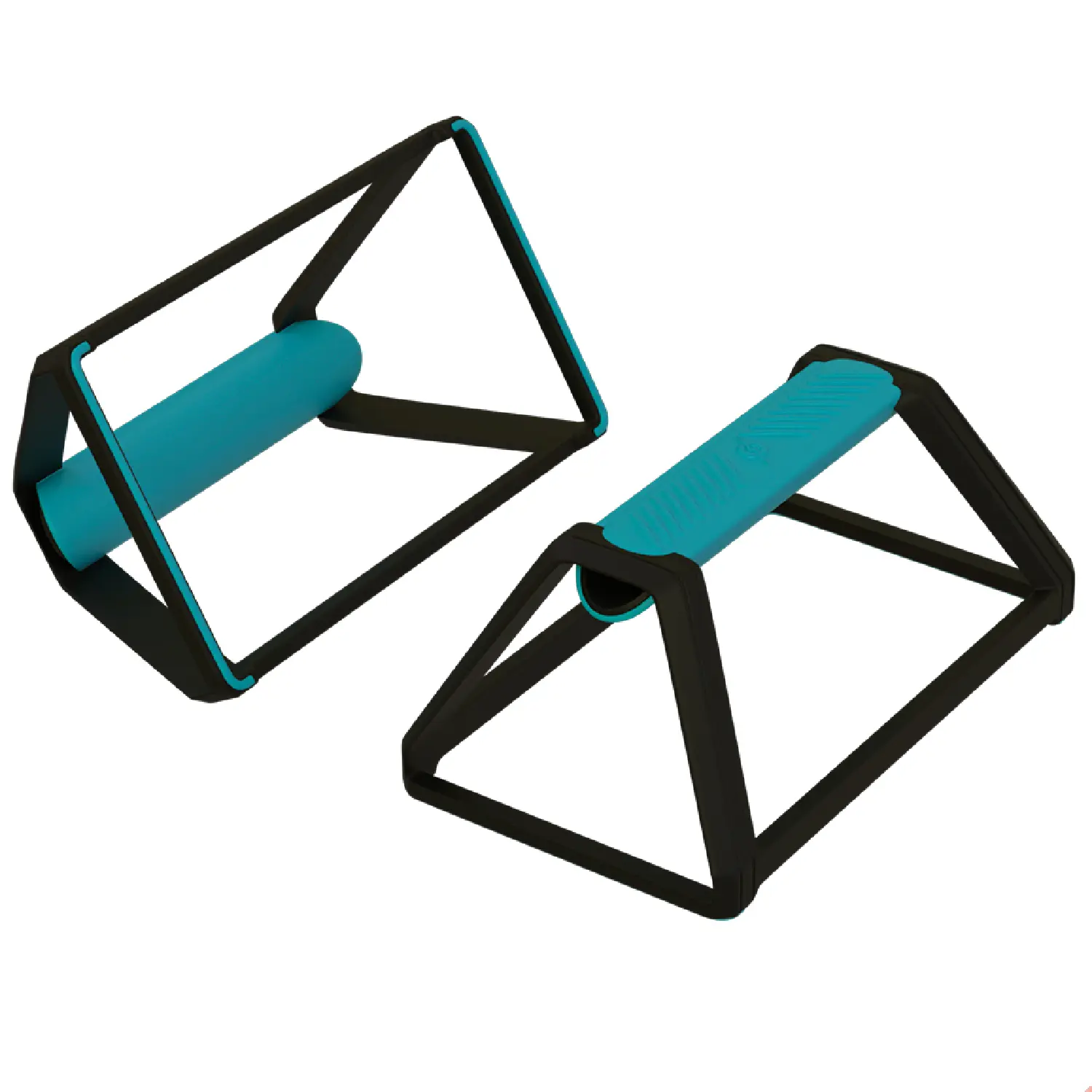 Soportes para flexiones Pbold V2 con tubos azules y marco negro en ángulo.