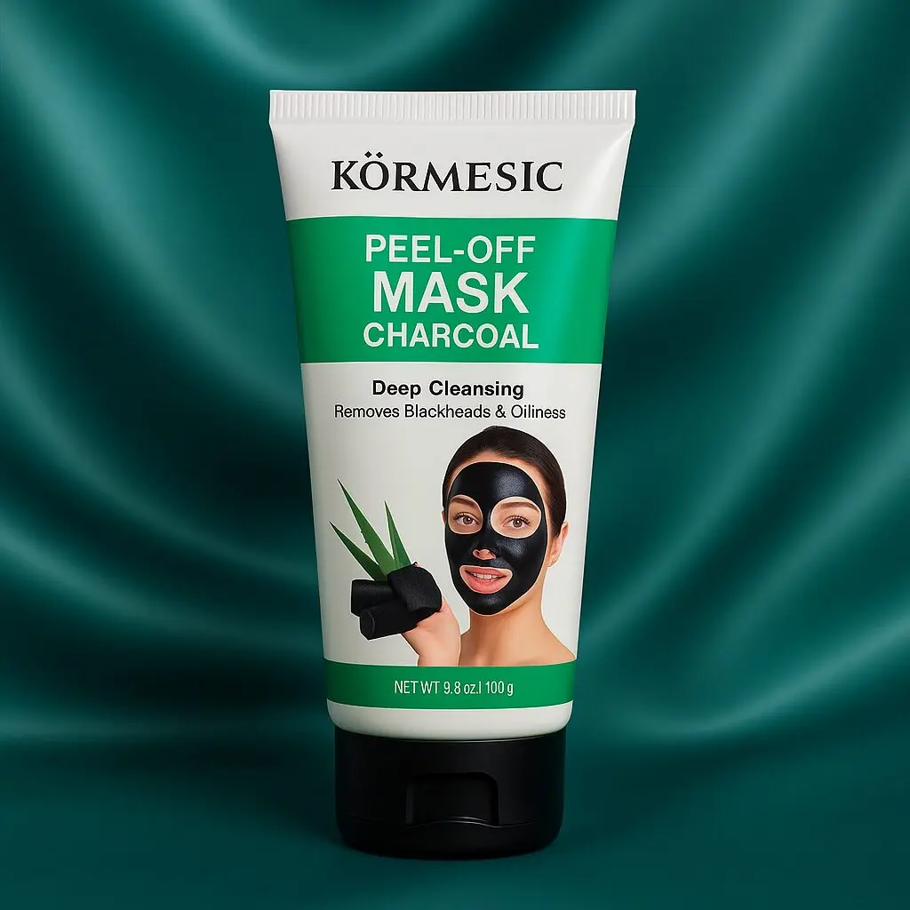 Tubo de mascarilla negra peel-off Kormesic con carbón para limpieza profunda, 100g.