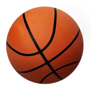 Balón de baloncesto profesional naranja con textura, líneas negras visibles, tamaño 7.