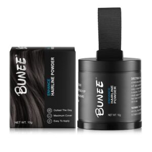 Bunee Hairline Optimizer 10g en negro, polvo corrector para cabello y barba.