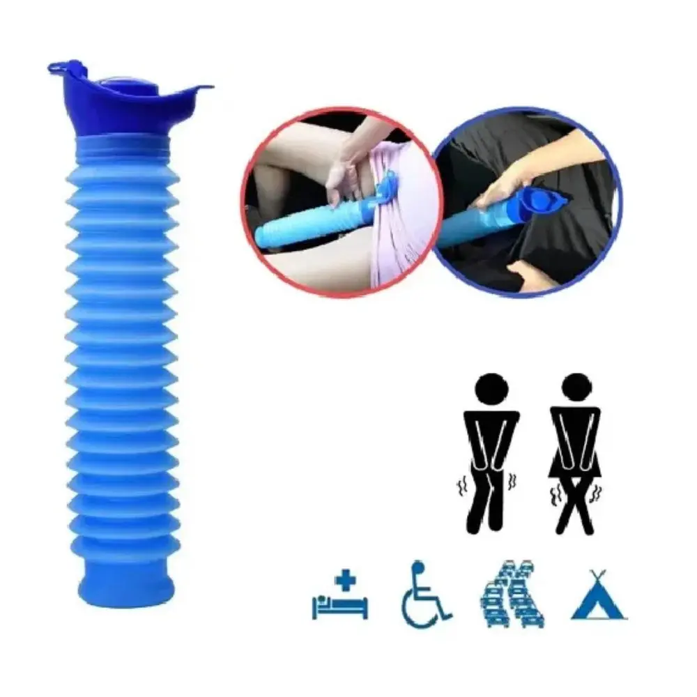 Set x2 orinales portátiles plegables azules para viajes, ideal para hombres y mujeres en exteriores o sin acceso a baños.