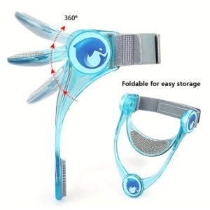 Corrector de postura para cuello azul transparente, plegable para fácil almacenamiento, con logo de delfín y ajuste de 360°.