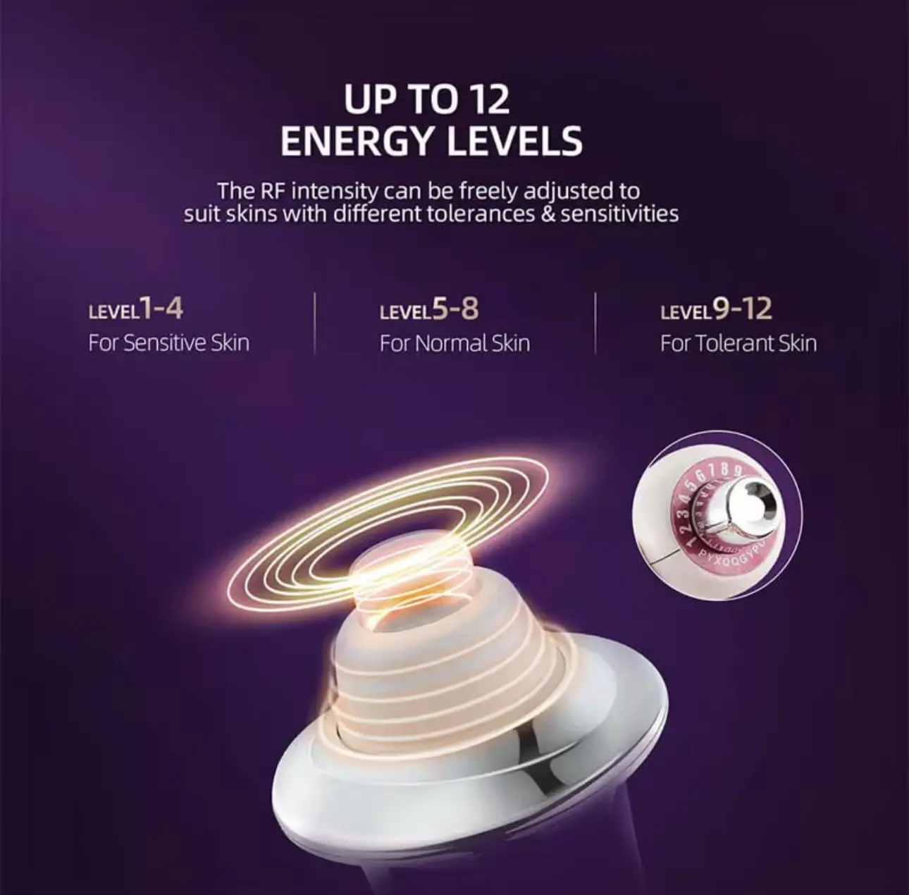 Masajeador facial Derma Wand Pro con 12 niveles de energía RF, para piel sensible, normal y tolerante.