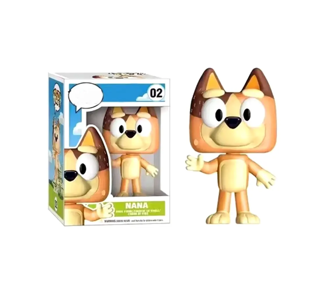 Figura Funko Pop de Nana de Bluey, color naranja y marrón, con caja de exhibición.