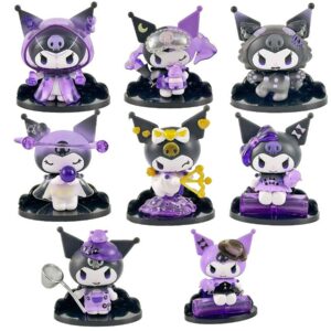 Set 4 figuras miniatura Kuromi moradas y negras, decora y colecciona.