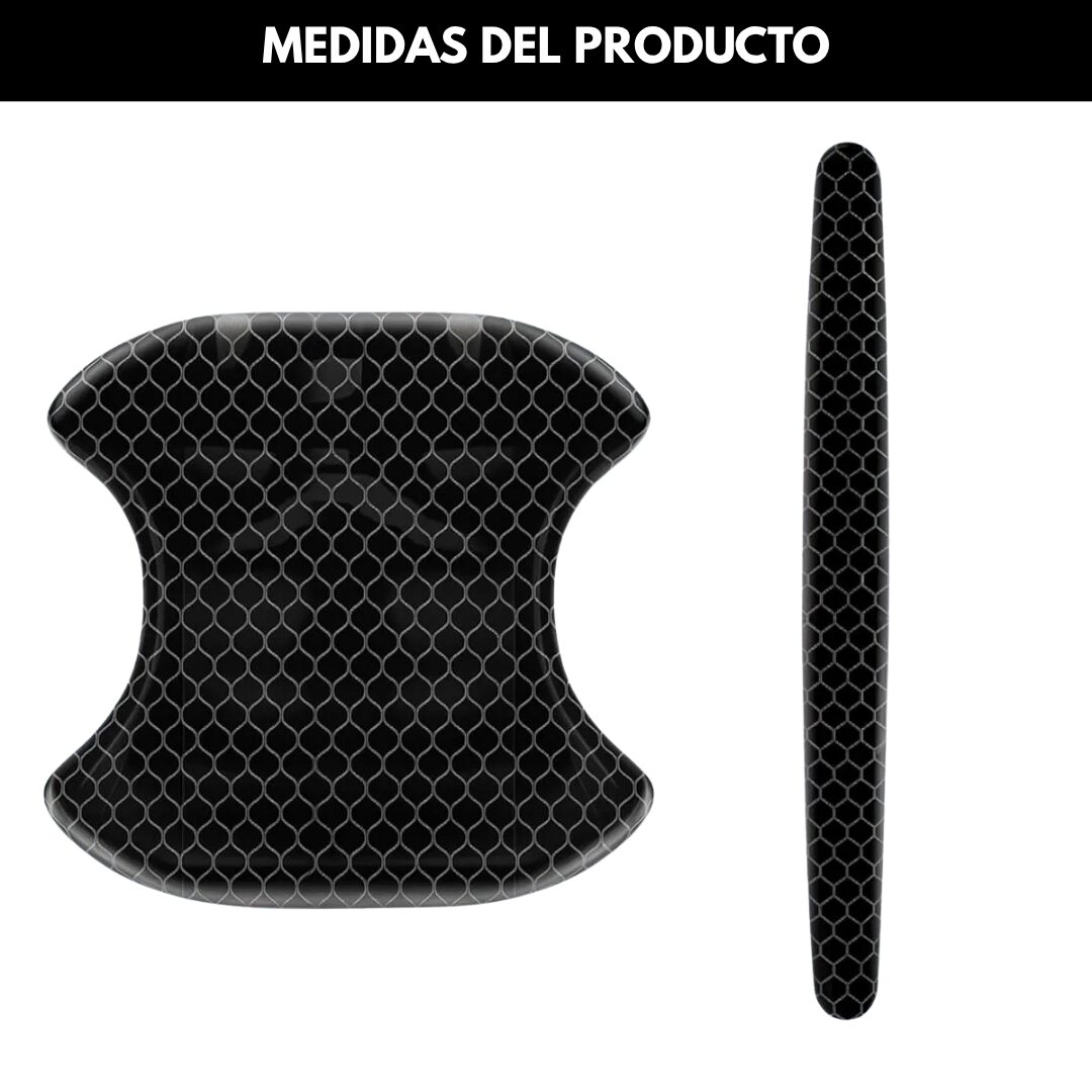 Set x2 protectores antirayones para manijas de auto, textura fibra de carbono, negro.
