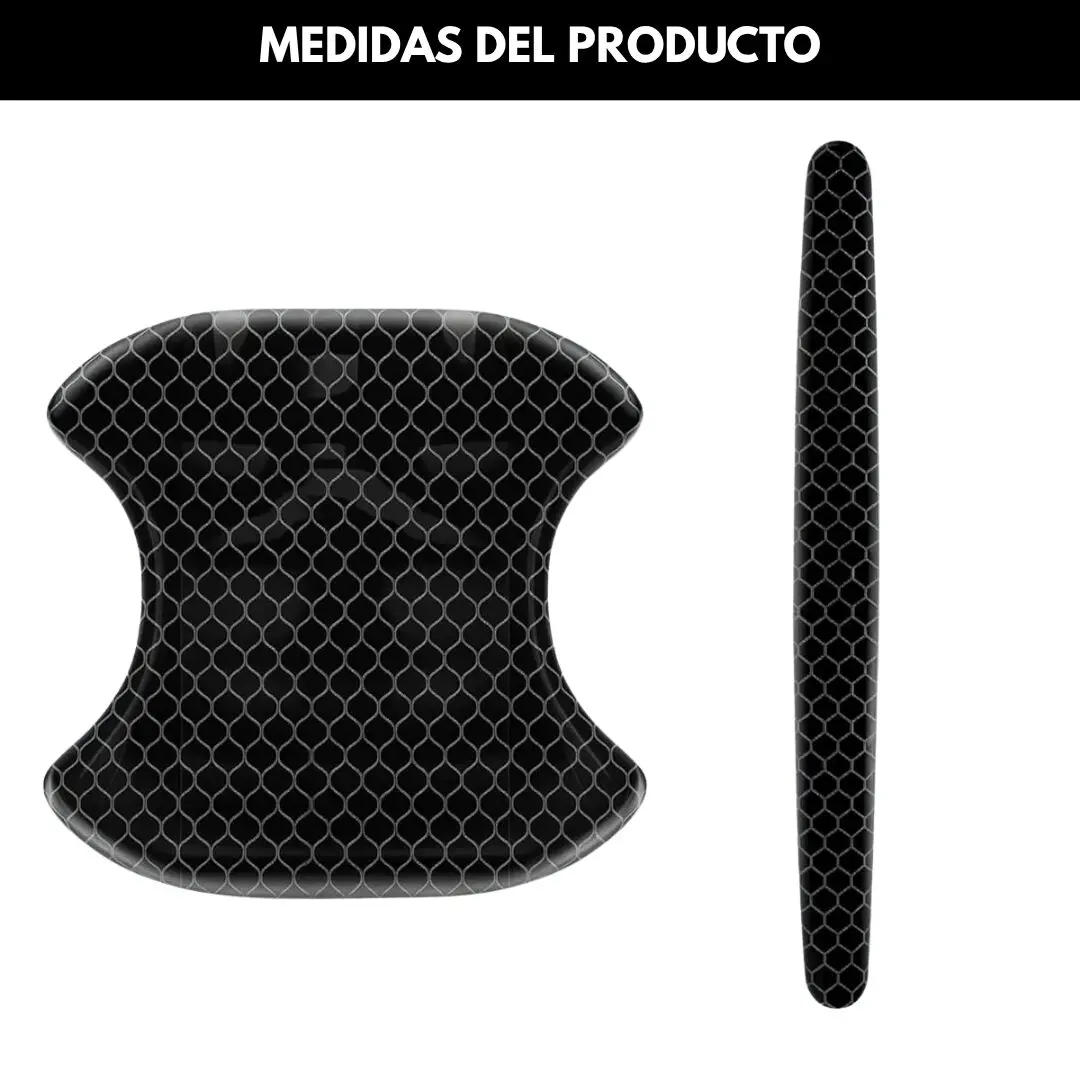 Set x2 protectores antirayones para manijas de auto, textura fibra de carbono, negro.