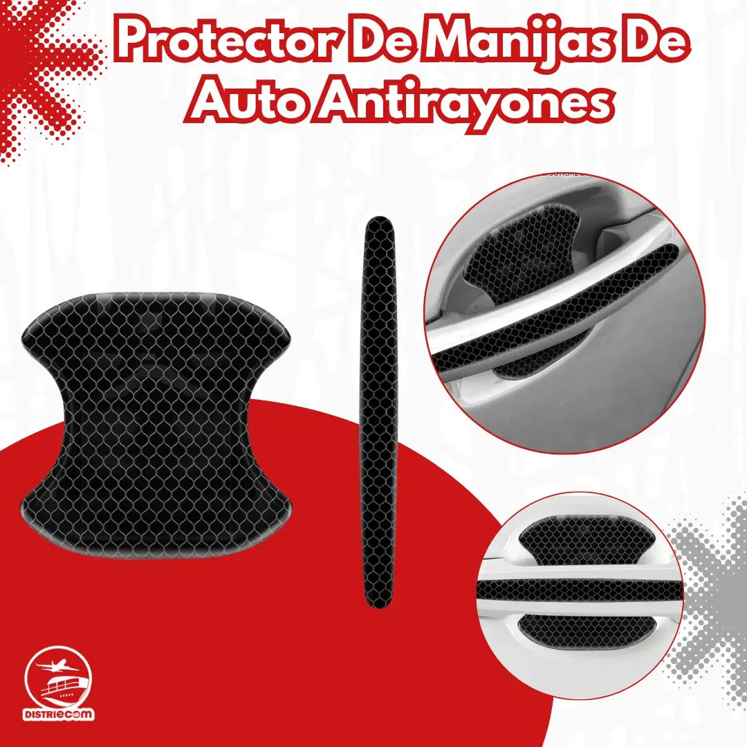 Set x2 protectores antirayones negros para manijas de auto, textura panal, protege pintura.