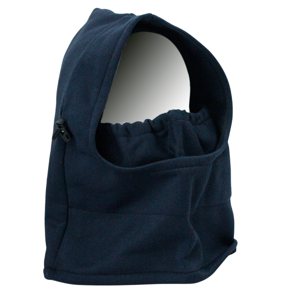 Pasamontañas térmico azul oscuro para ciclismo o moto, con cordón ajustable y forro polar.