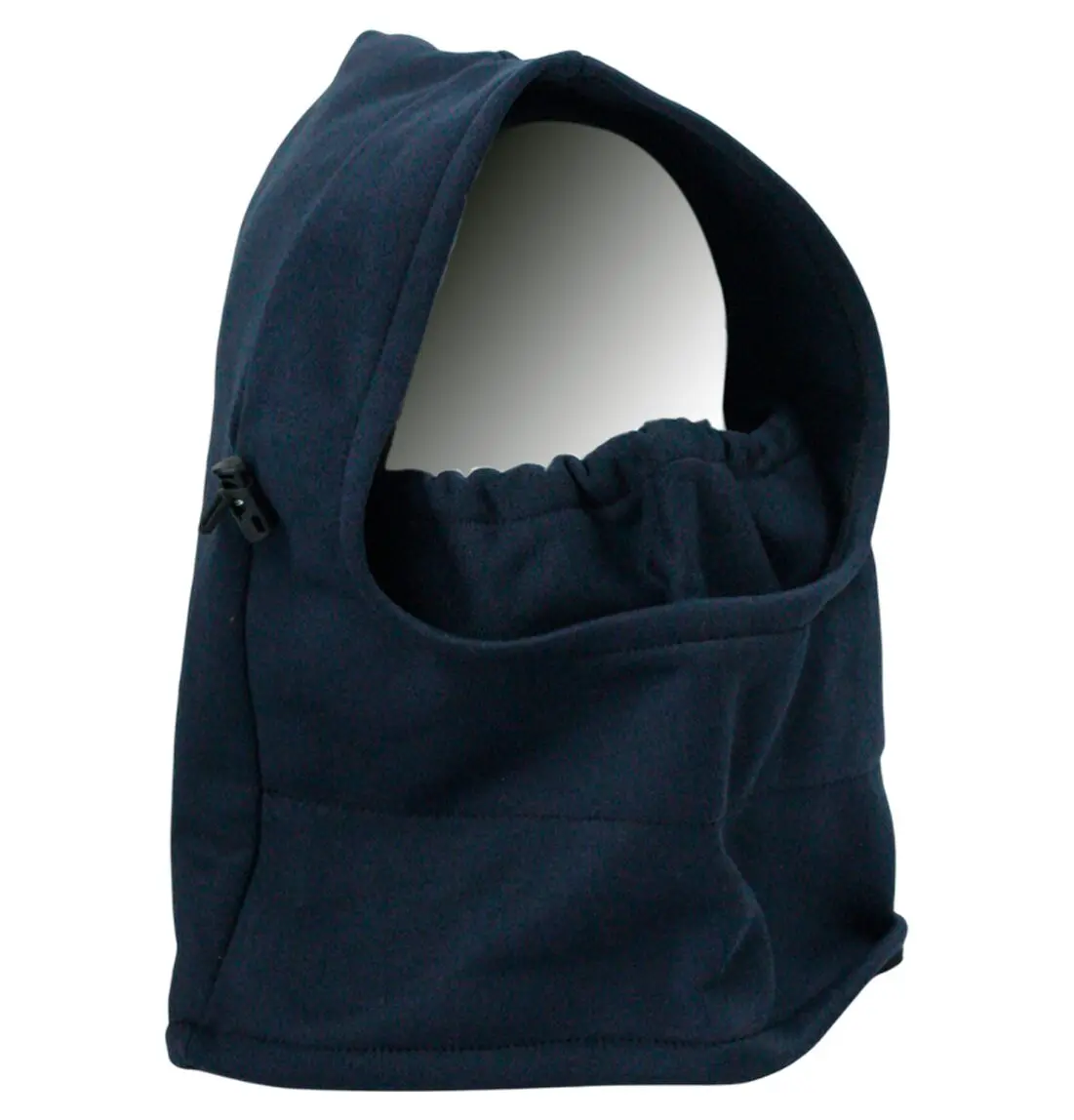 Pasamontañas térmico azul oscuro para ciclismo o moto, con cordón ajustable y forro polar.