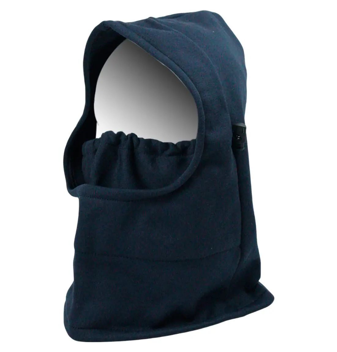 Pasamontañas térmico azul marino para frío, con capucha ajustable y cubierta facial de tela.