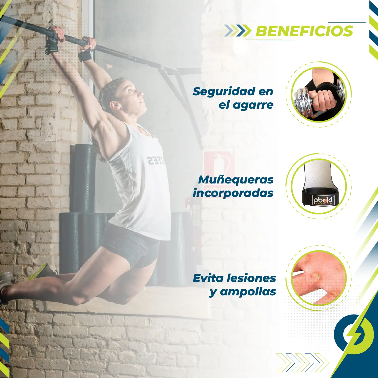 Calleras verdes de crossfit para proteger manos y muñecas, ideal para levantamiento de pesas y prevenir ampollas.