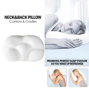 Almohada blanca de cuello 3D, ergonómica, para postura de sueño perfecta y descanso profundo.