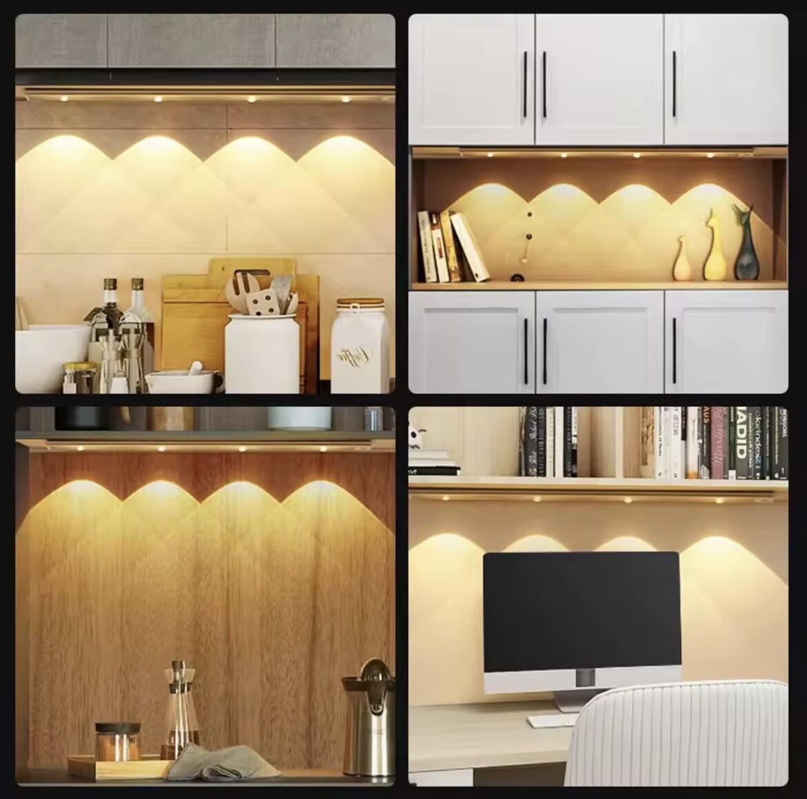Luces led ultrafinas USB para gabinete y escritorio, luz cálida de sensor de movimiento.