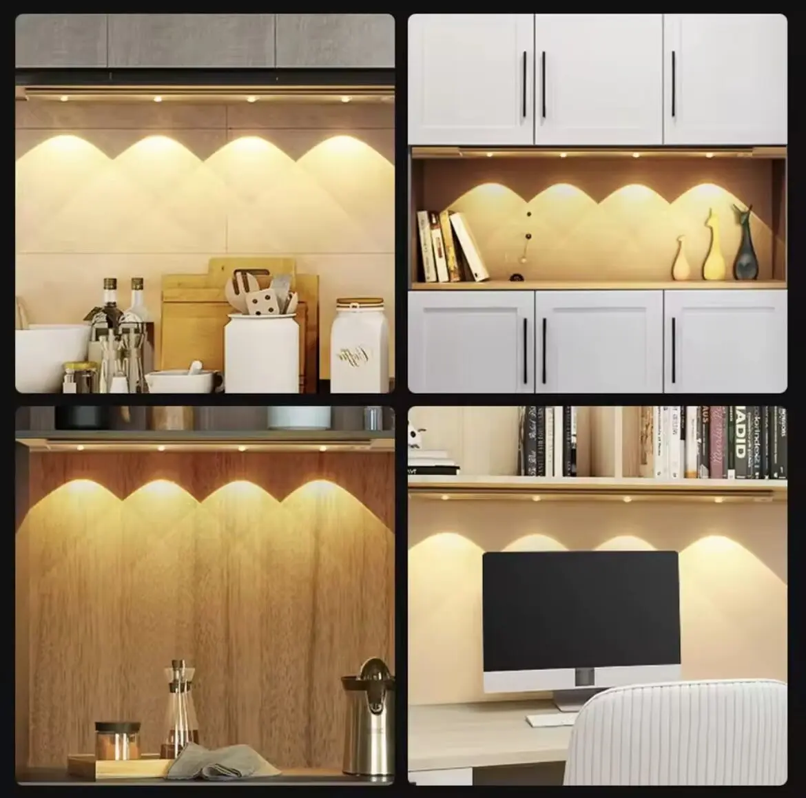 Luces led ultrafinas USB para gabinete y escritorio, luz cálida de sensor de movimiento.