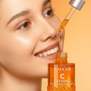 Suero Sadoer Vitamina C naranja con gotero, para piel radiante.