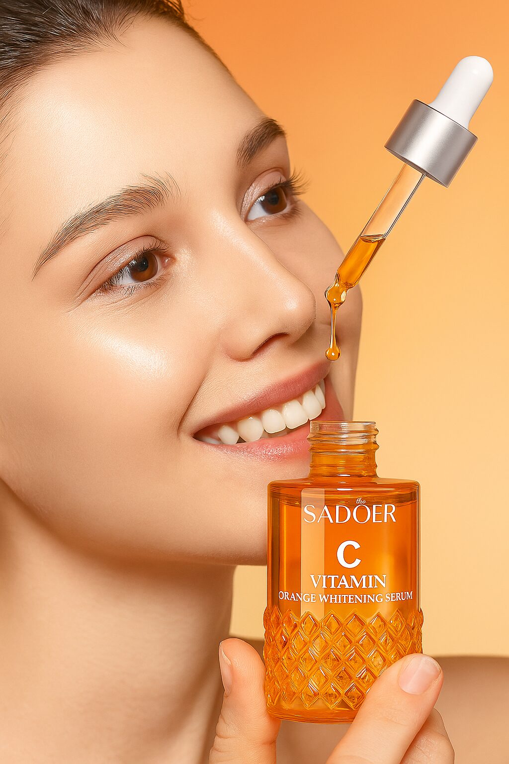 Suero Sadoer Vitamina C naranja con gotero, para piel radiante.