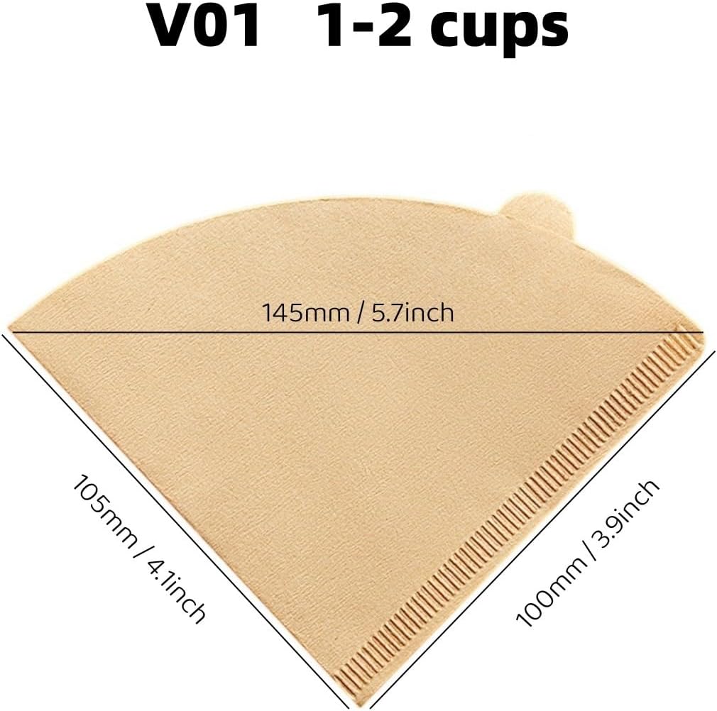 Filtros de café V60 #1, 1-2 tazas, color beige, 145mm de diámetro, 100 unidades.