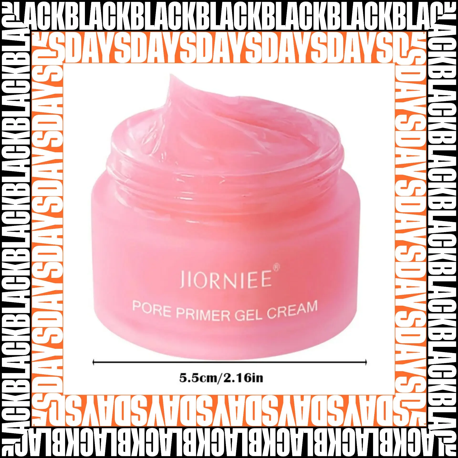 Bote de primer gel facial color rosa brillante, textura suave y cremosa, marca Jiörniee.