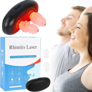 Dispositivo de terapia nasal con luz roja infrarroja, alivia congestión y estornudos, incluye dos puntas nasales y caja.