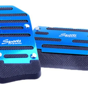 Set x2 pedales deportivos para carro automático, azules, metálicos con base antideslizante de caucho.